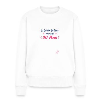 la griffe de tous pour mes 30 Ans - Pull Premium bio Femme - blanc - Devant - Julia (174cm)