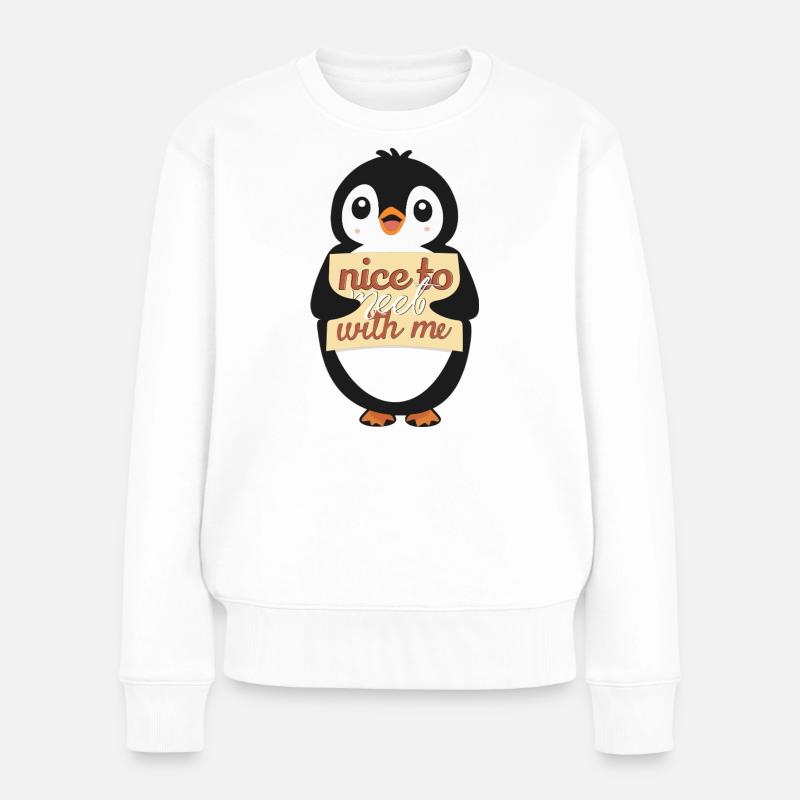 Pingouin avec Sympa de me rencontrer - Pull Premium bio Femme - blanc