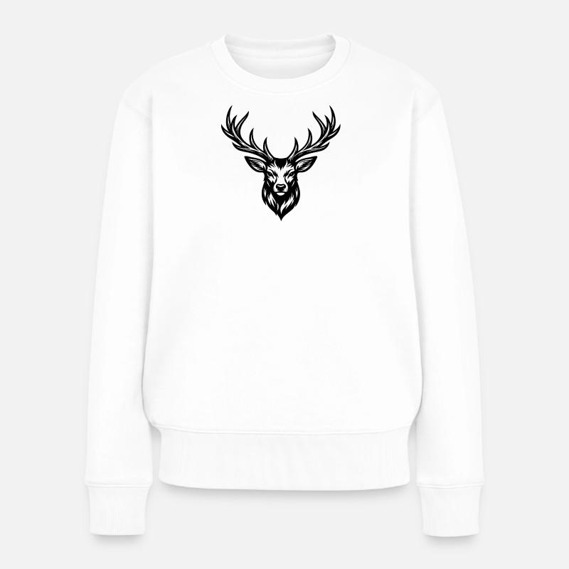 Dessin classique du cerf - Pull Premium bio Femme - blanc