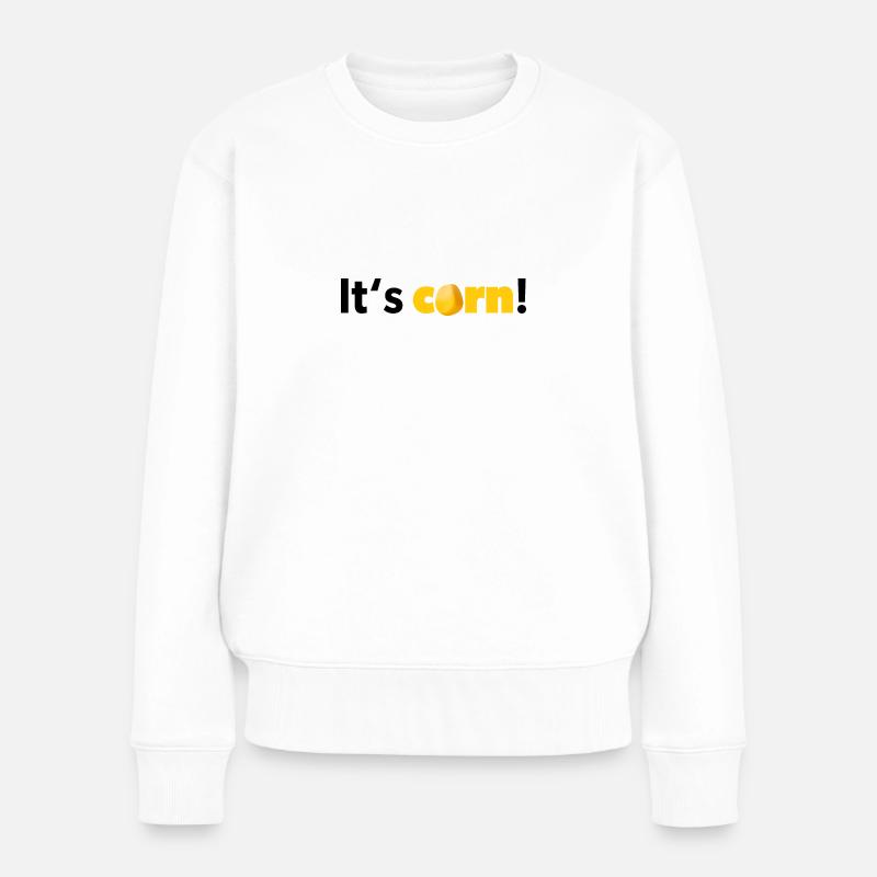 « C’est du maïs! Design en noir et jaune - Pull Premium bio Femme - blanc