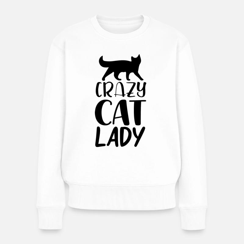 Crazy Cat Lady - Pull Premium bio Femme - blanc