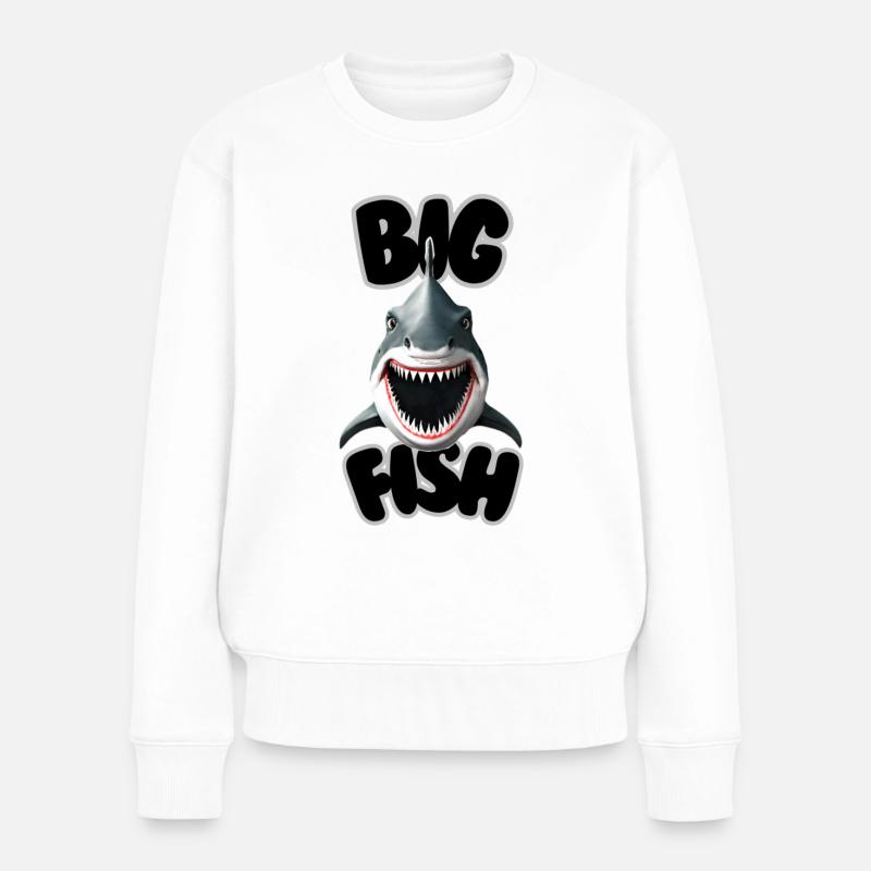 Big Fish - Frauen Premium Bio Pullover - Weiß