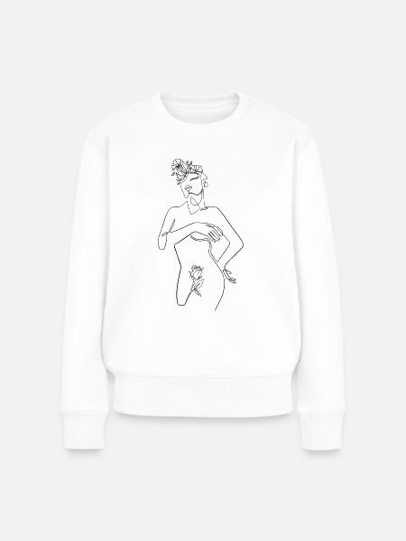 Selflove Frau Blumen V-Day - Frauen Premium Bio Pullover - Weiß