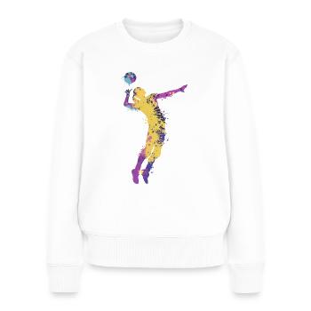 Volleyball Sportlerin Volleyballerin - Frauen Premium Bio Pullover - Weiß - Vorne - Julia (174cm)