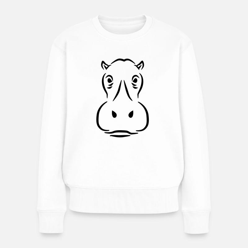 Nilpferd - Frauen Premium Bio Pullover - Weiß