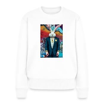 Lapin en costume | moderne, style urbain, coloré - Pull Premium bio Femme - blanc - Devant - Julia (174cm)