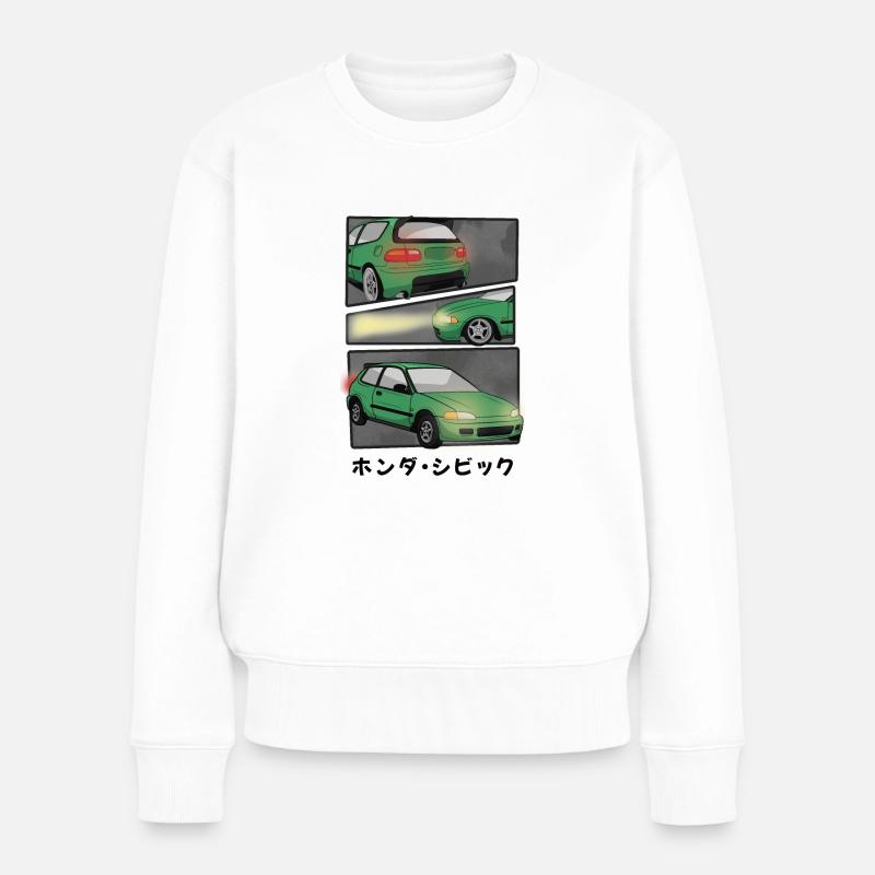 CAR COMIC / HATCHBACK - Frauen Premium Bio Pullover - Weiß