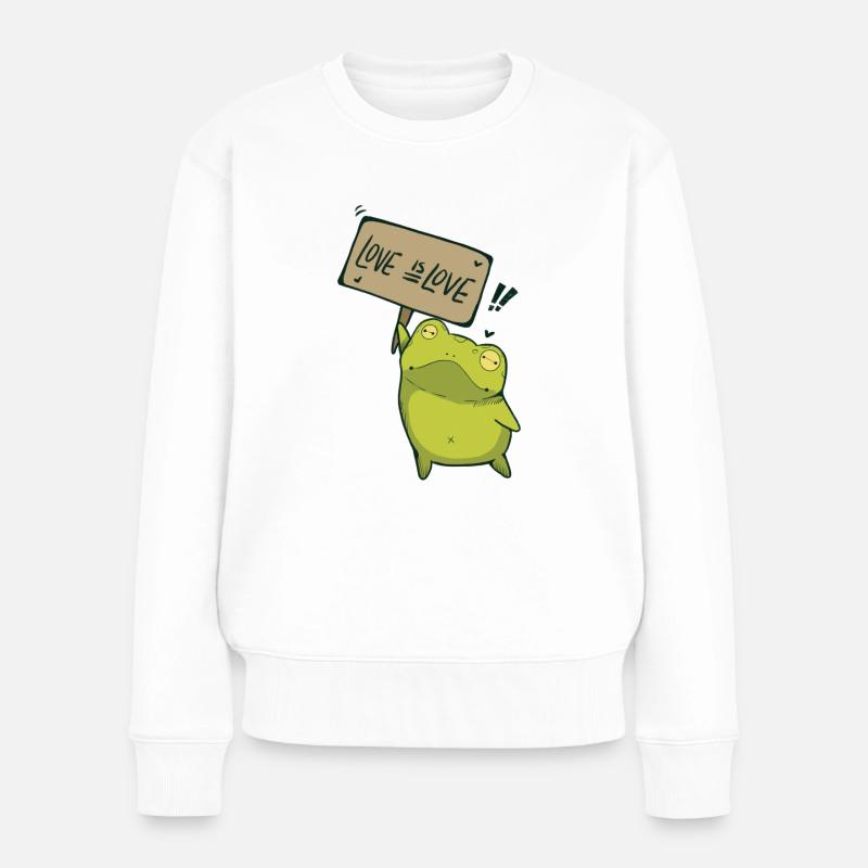 l’amour c’est l’amour Demo Frog - Pull Premium bio Femme - blanc