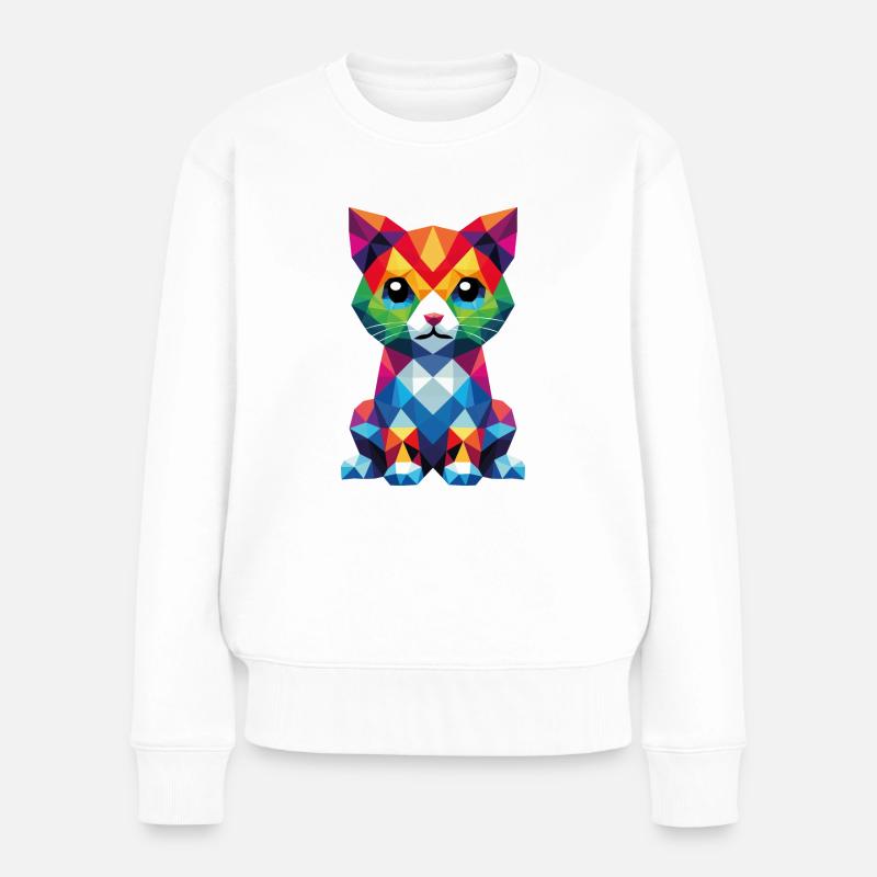 Design "Whisker Pixels" - Frauen Premium Bio Pullover - Weiß