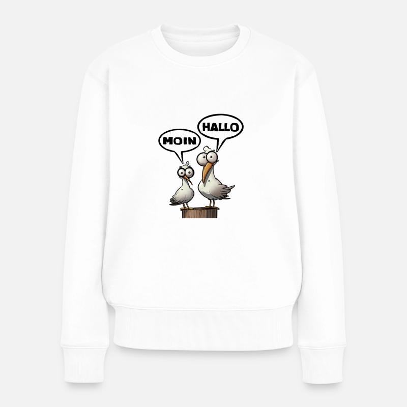 Moin Hallo - Frauen Premium Bio Pullover - Weiß
