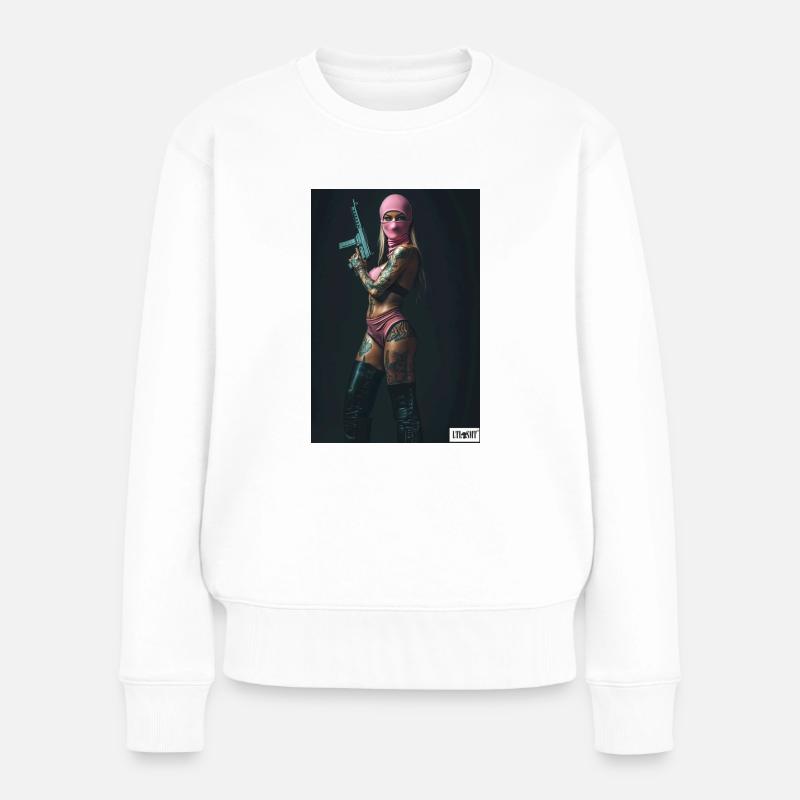Lonely Bonnie - Frauen Premium Bio Pullover - Weiß