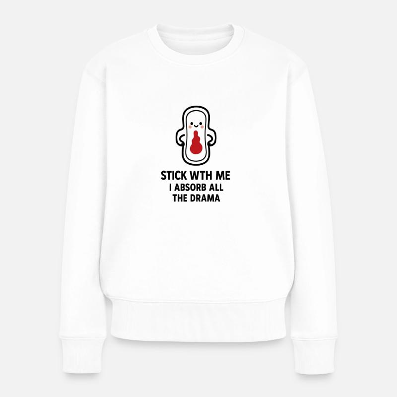 Stick With Me – Conception de serviettes hygiéniques - Pull Premium bio Femme - blanc