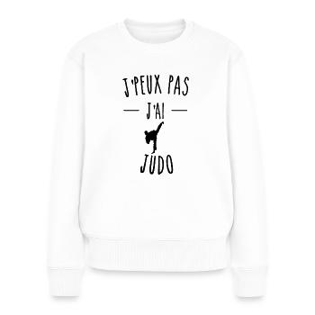 je peux pas j ai judo humour sport - Pull Premium bio Femme - blanc - Devant - Julia (174cm)