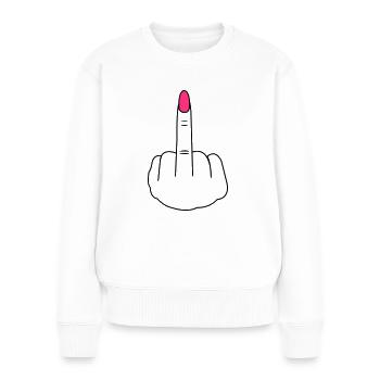 Mittelfinger Woman - Frauen Premium Bio Pullover - Weiß - Vorne - Julia (174cm)