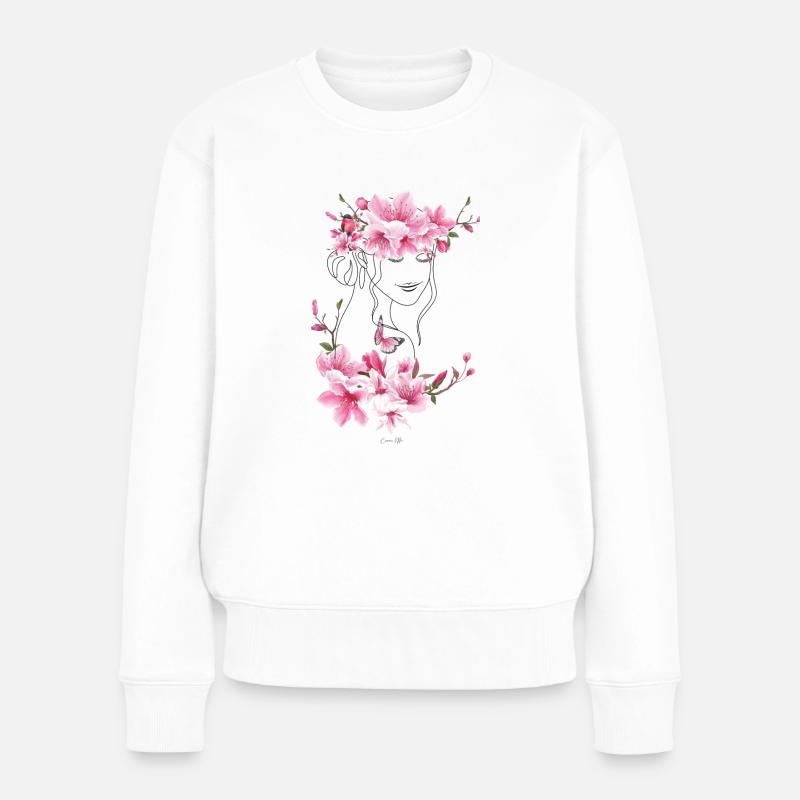 Kleide mich mit Blumen 2 - Frauen Premium Bio Pullover - Weiß