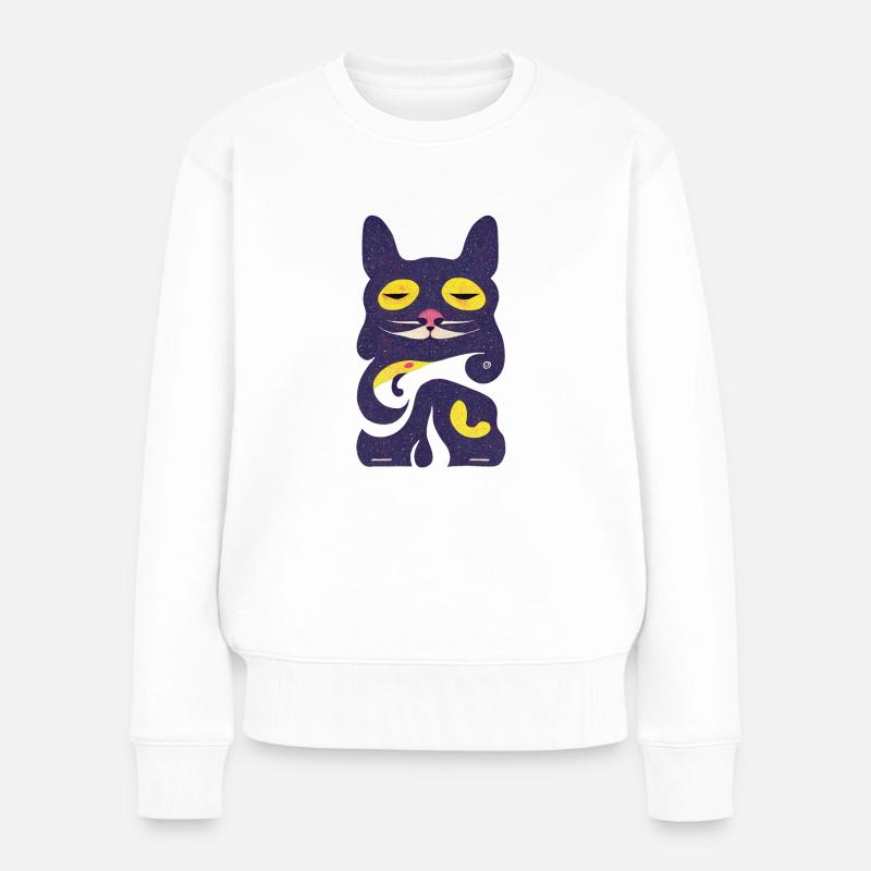 Sitzerkatze 004 - Frauen Premium Bio Pullover - Weiß
