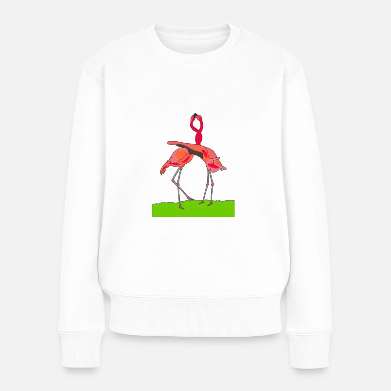 flamingos - Frauen Premium Bio Pullover - Weiß