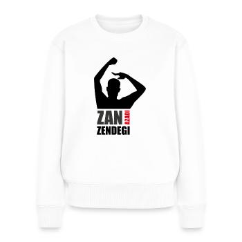 Zan Zendegi Azadi - Frauen Premium Bio Pullover - Weiß - Vorne - Julia (174cm)