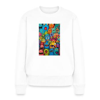 Bande von Aliens - Frauen Premium Bio Pullover - Weiß - Vorne - Julia (174cm)