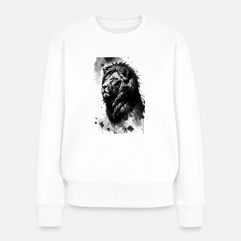 Löwe - Frauen Premium Bio Pullover - Weiß