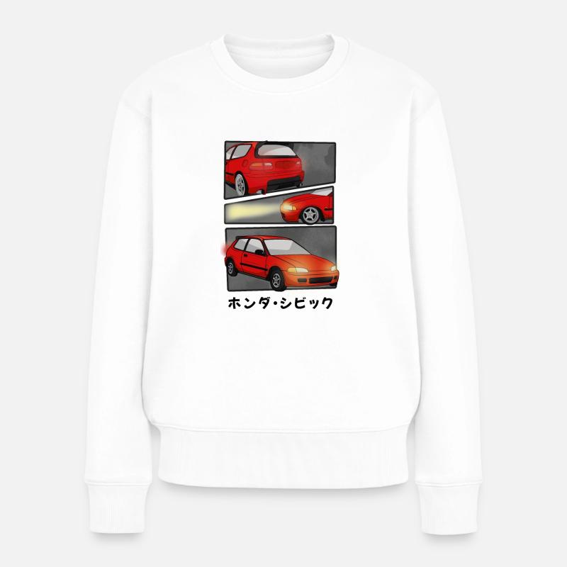 MAGMA RED CAR COMIC / HATCHBACK - Frauen Premium Bio Pullover - Weiß