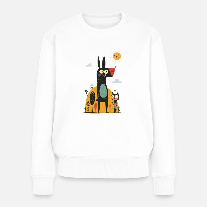 Chien et chat - Pull Premium bio Femme - blanc