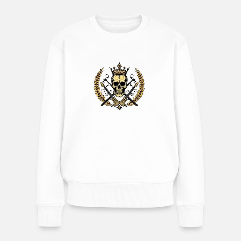 Skull - Frauen Premium Bio Pullover - Weiß