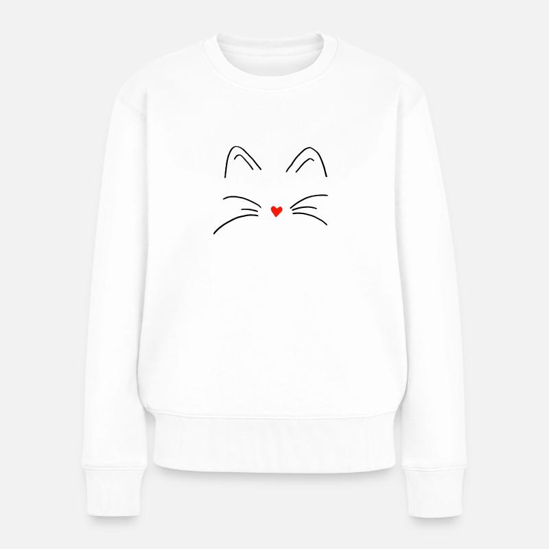 Katze - Frauen Premium Bio Pullover - Weiß