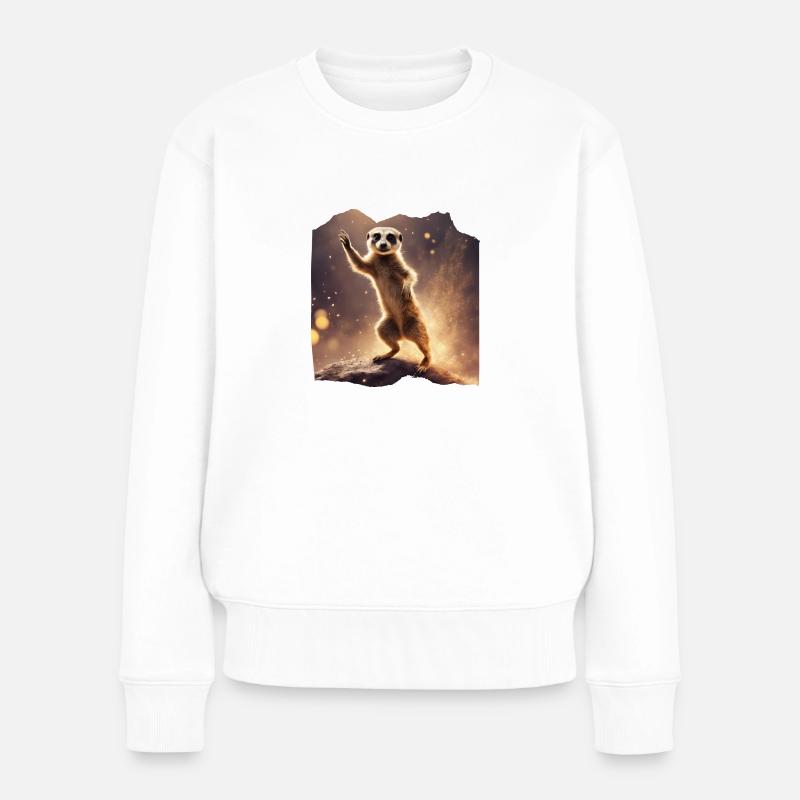 Tanzendes Erdmännchen in Glitzer - Frauen Premium Bio Pullover - Weiß