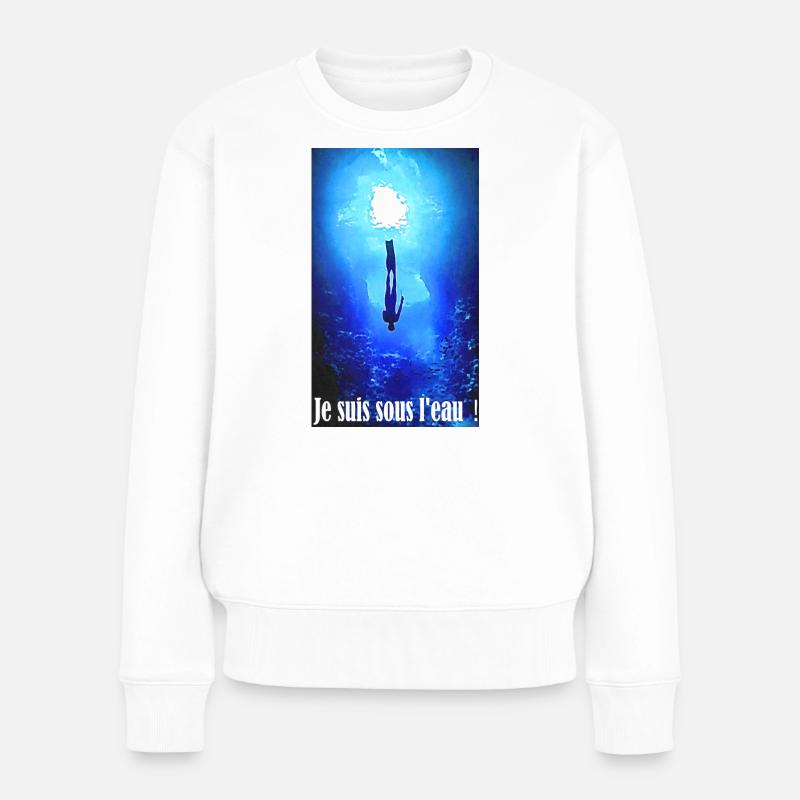 Ich bin unter Wasser - Frauen Premium Bio Pullover - Weiß