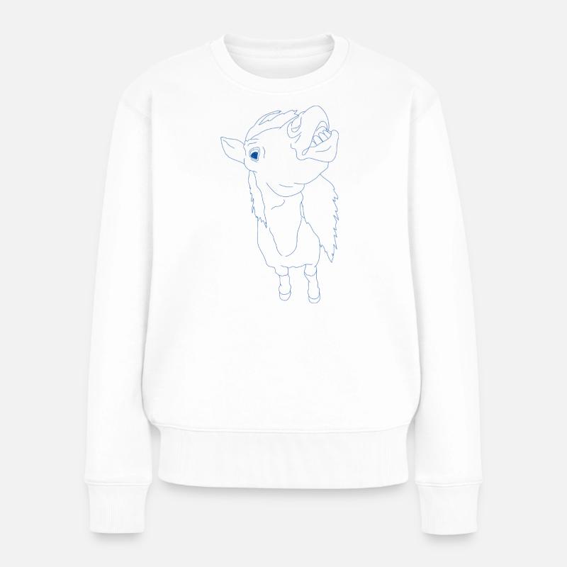 Lustiges Pferd mit offenem Maul - Frauen Premium Bio Pullover - Weiß