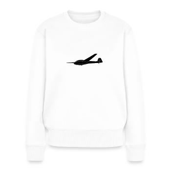 Bergfalke 2 schwarz Segelflugzeug Oldtimer gleiten - Frauen Premium Bio Pullover - Weiß - Vorne - Julia (174cm)