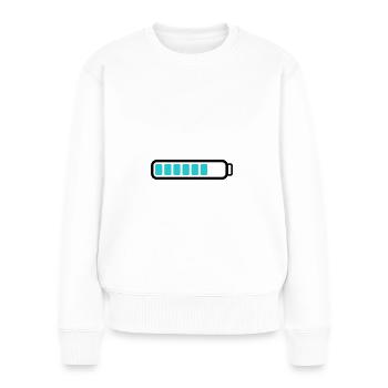 Akku Batterie loading - Frauen Premium Bio Pullover - Weiß - Vorne - Julia (174cm)