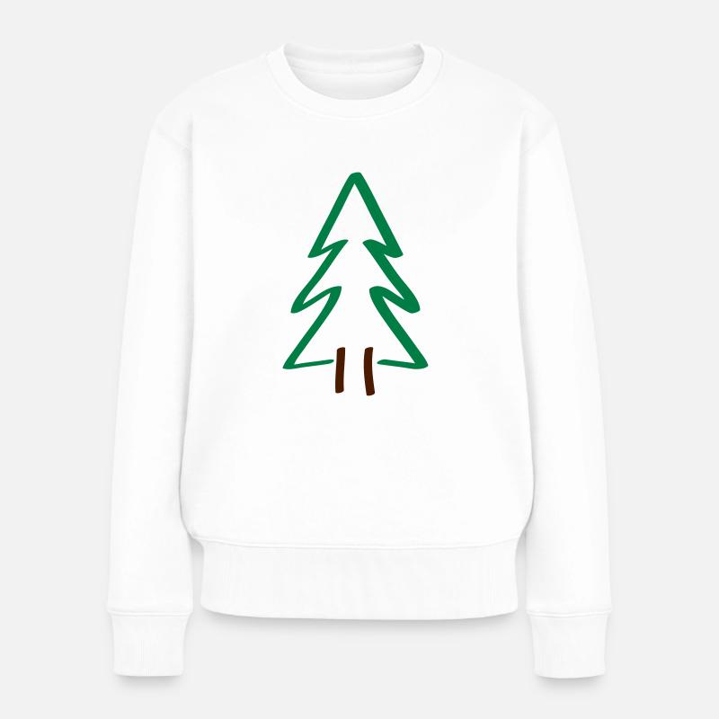 baum tanne weihnachten - Frauen Premium Bio Pullover - Weiß