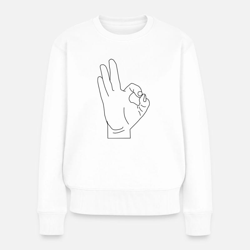 Finger Kreis - Frauen Premium Bio Pullover - Weiß