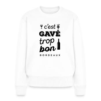 Bordeauxwein zu gut gefüllt! - Frauen Premium Bio Pullover - Weiß - Vorne - Julia (174cm)