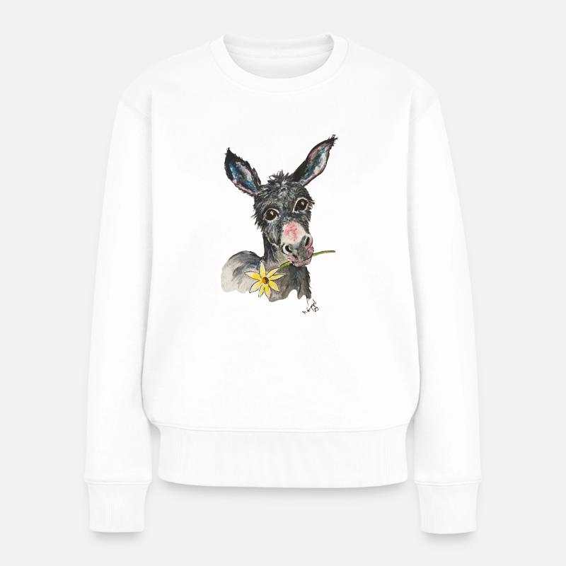 Âne « Bruno » - Pull Premium bio Femme - blanc