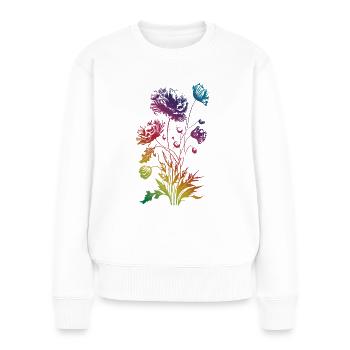 Mohnblume, Mohn, Klatschmohn, Blume, Garten, Natur - Frauen Premium Bio Pullover - Weiß - Vorne - Julia (174cm)