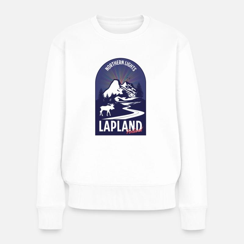 Finnisch-Lappland Nordlichter - Frauen Premium Bio Pullover - Weiß