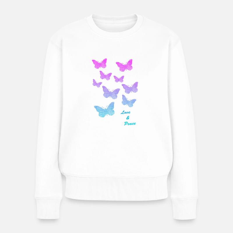 Love Peace - Frauen Premium Bio Pullover - Weiß