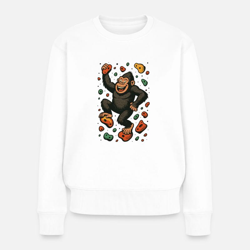 Bloc Gorille Singe Escalade Cadeau Rétro - Pull Premium bio Femme - blanc