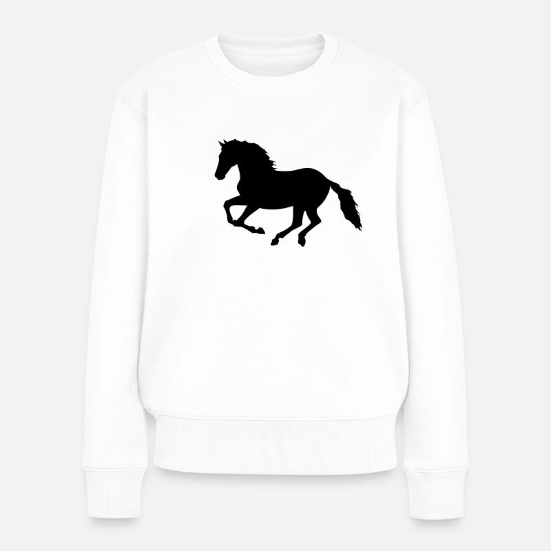 Pferd - Frauen Premium Bio Pullover - Weiß