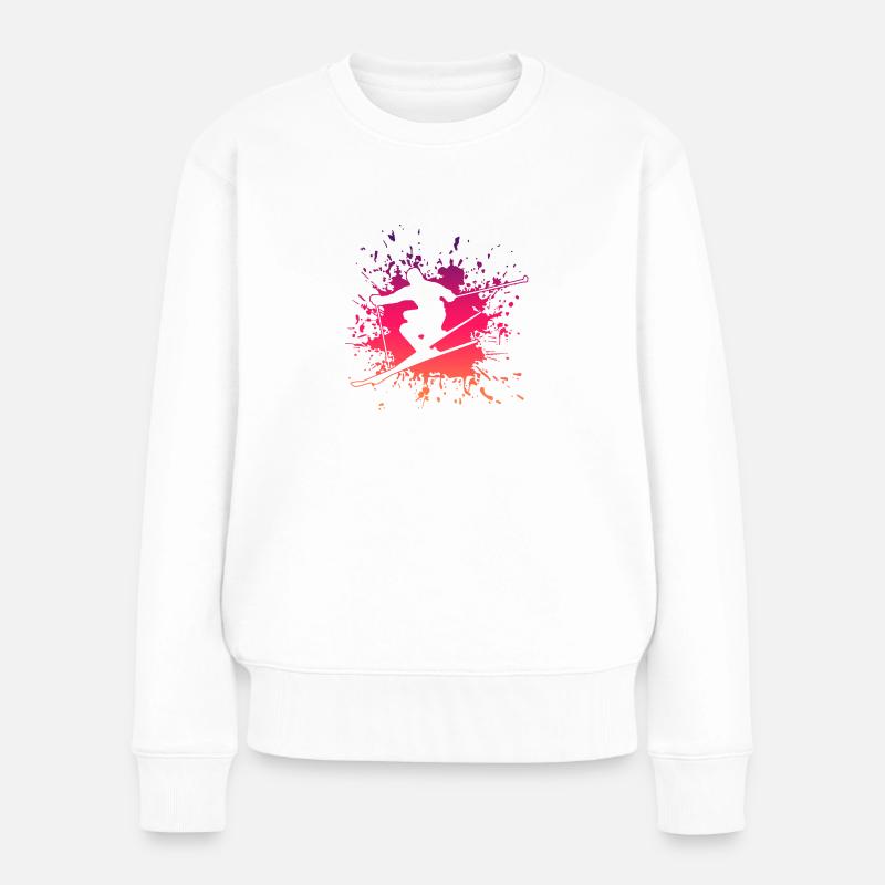 Skiing Splash ski skiing - Frauen Premium Bio Pullover - Weiß