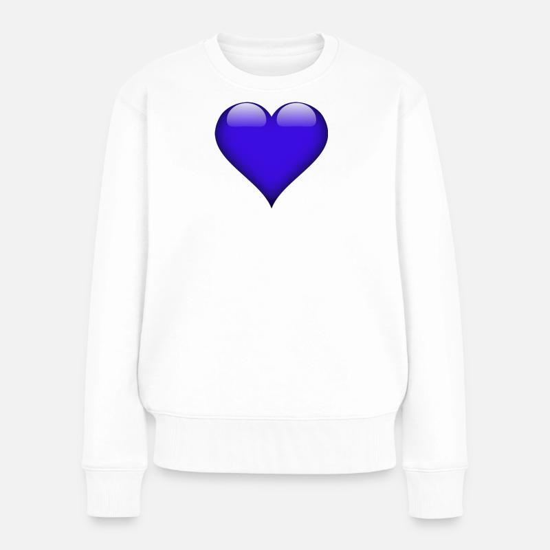 Glänzendes Blauherz - Frauen Premium Bio Pullover - Weiß