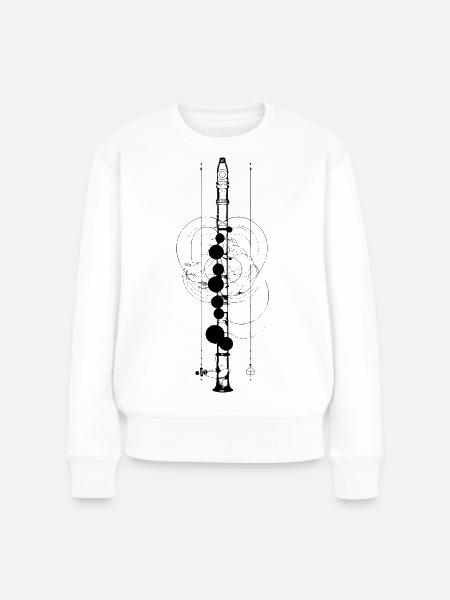 Flöte Skizze - Frauen Premium Bio Pullover - Weiß