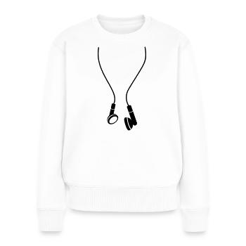 headphones - Frauen Premium Bio Pullover - Weiß - Vorne - Julia (174cm)