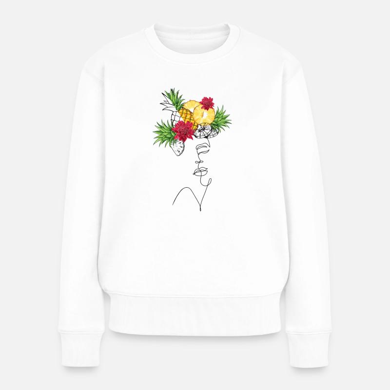 Ananas Lady Lineart - Frauen Premium Bio Pullover - Weiß