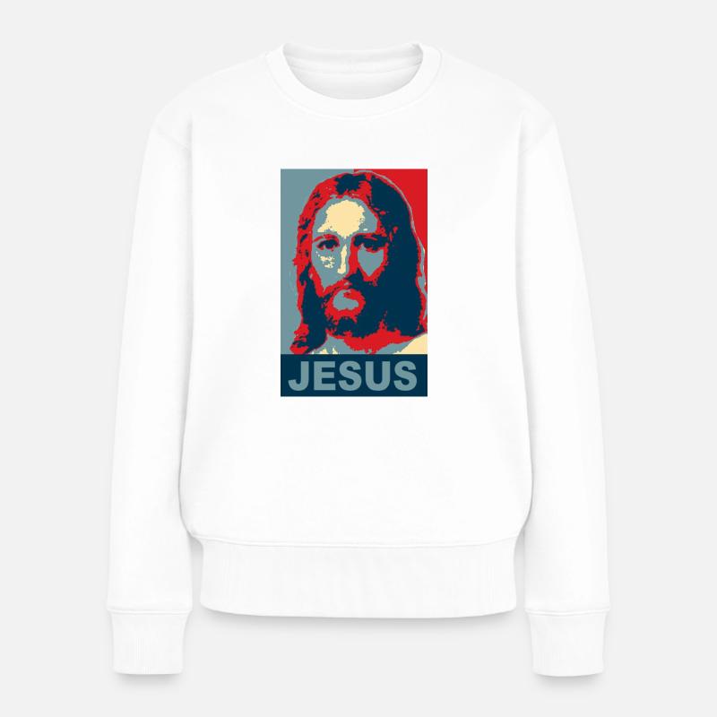 Jesus - Frauen Premium Bio Pullover - Weiß