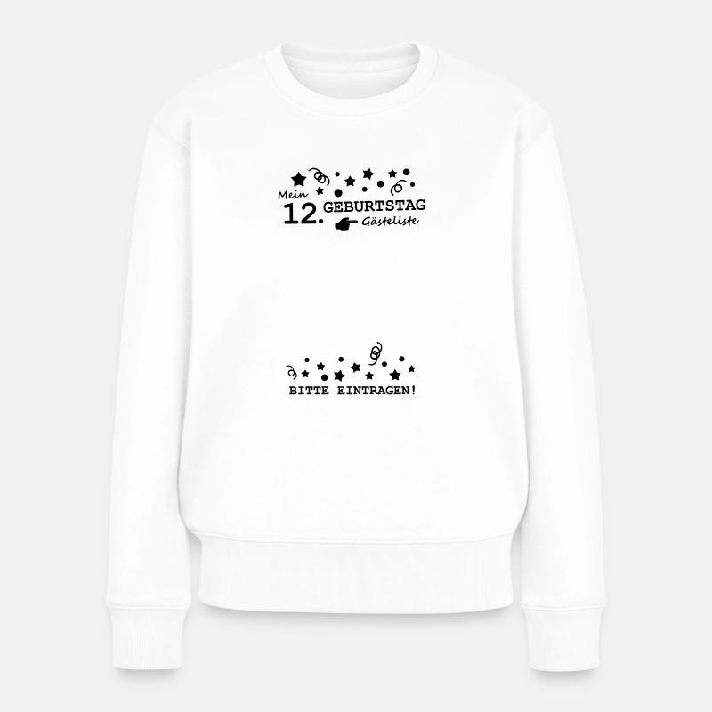 12. Geburtstag Gästeliste Geschenk Jungen Mädchen - Frauen Premium Bio Pullover - Weiß