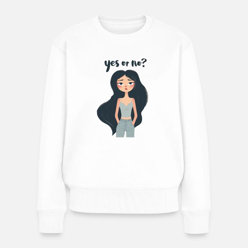 Yes or No? - Frauen Premium Bio Pullover - Weiß